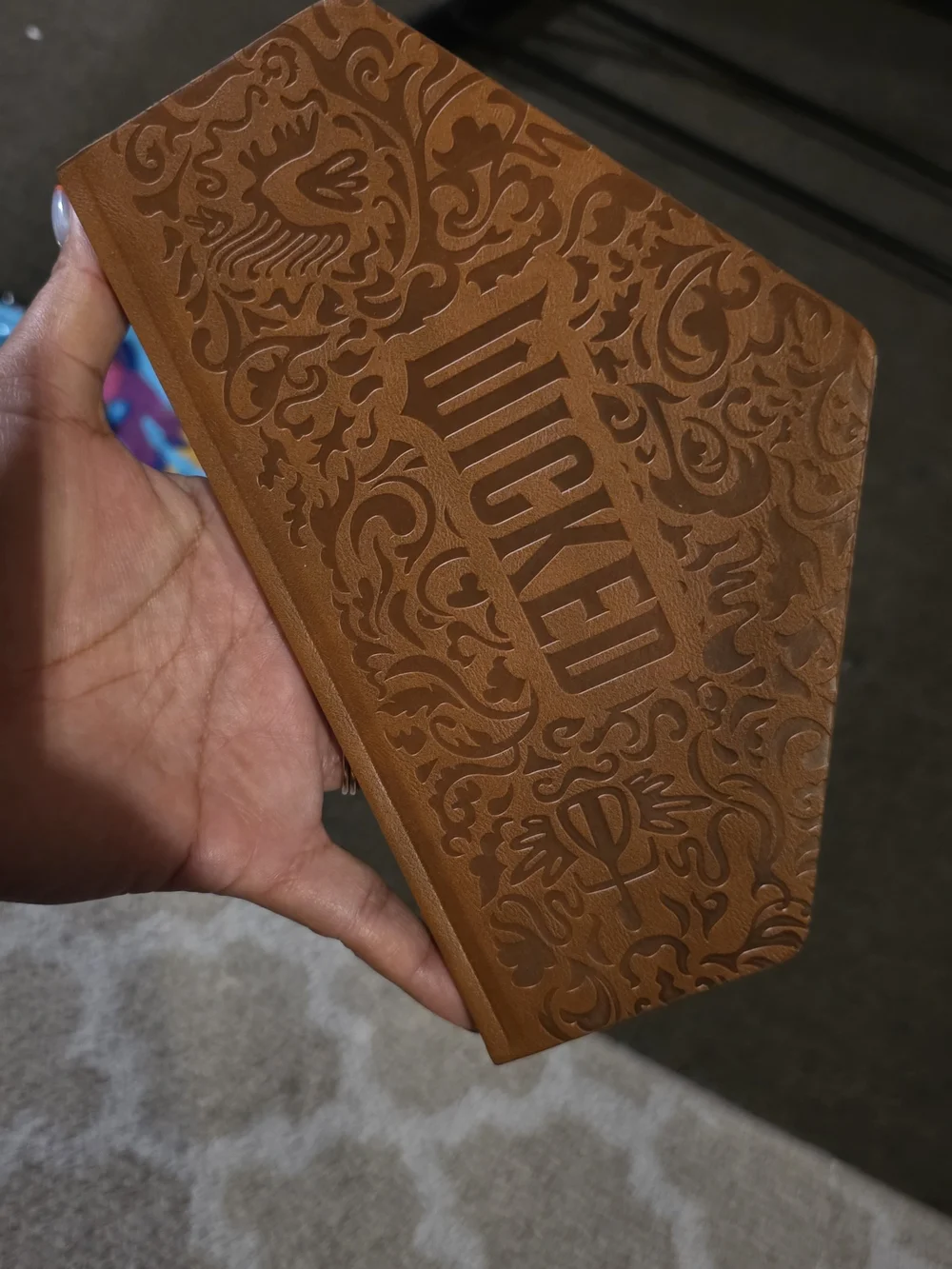 Wicked Embossed Leatherette Notebook in Warm Brown